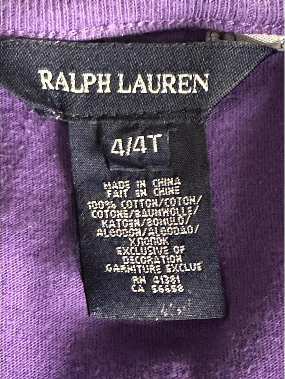 Ralph Lauren Girls cotton short sleeve t-shirt Size 4/4T purple classic preppy - Picture 7 of 7